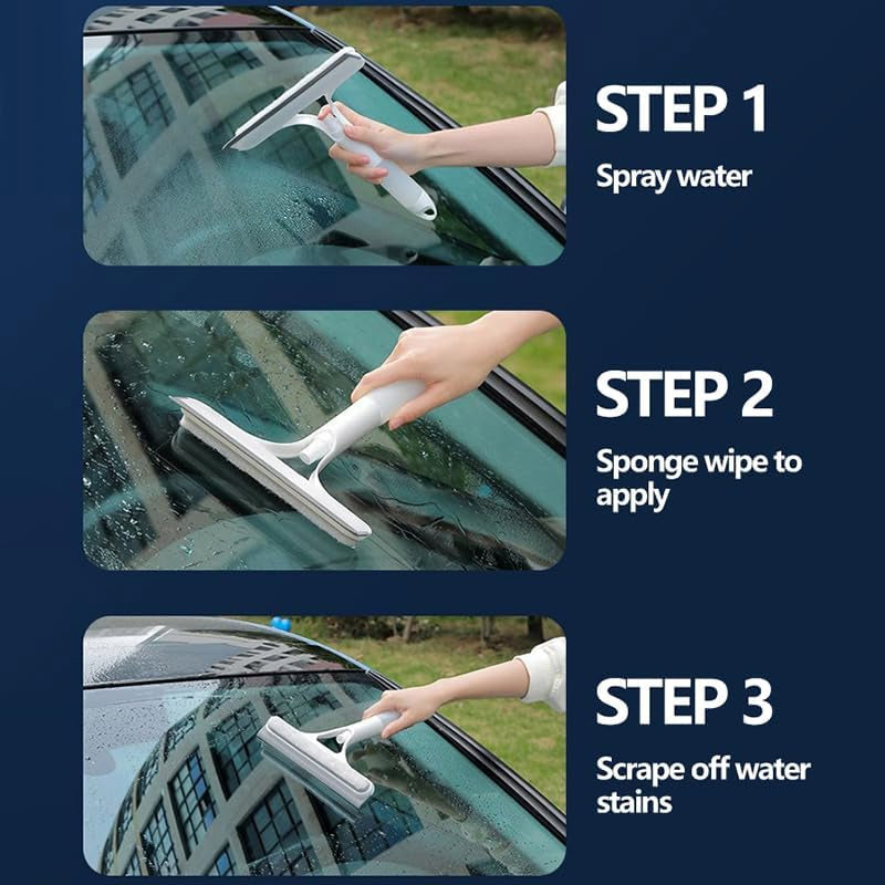 3 in 1 Glass Window Cleaner Wiper | Spray, Wipe & Dry Squeegee Tool