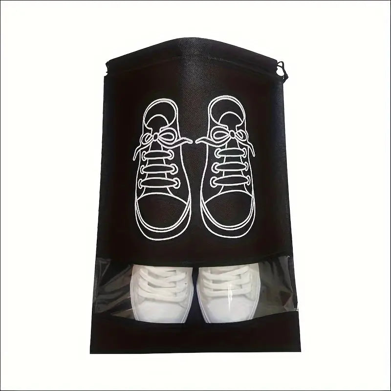 Set of 5 Travel Shoe Storage Bags – Dustproof Drawstring Shoe Organizer with Transparent Window