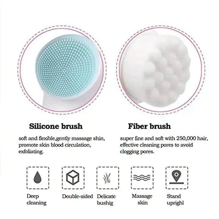 Dual-Sided Silicone Facial Cleansing Brush β Deep Clean & Massage Tool