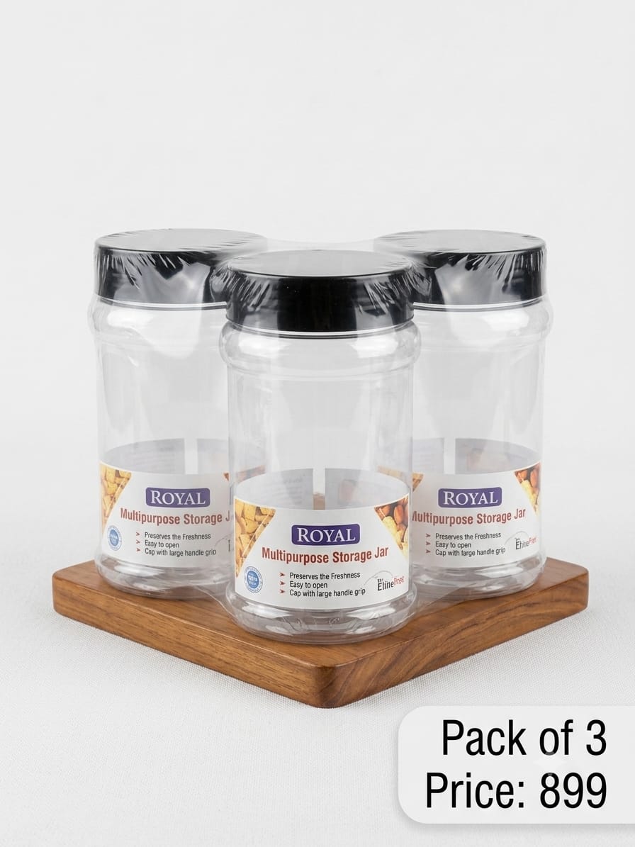 Kitchen Storage Jars Set of 3 β Airtight Multipurpose Plastic Containers with Lids