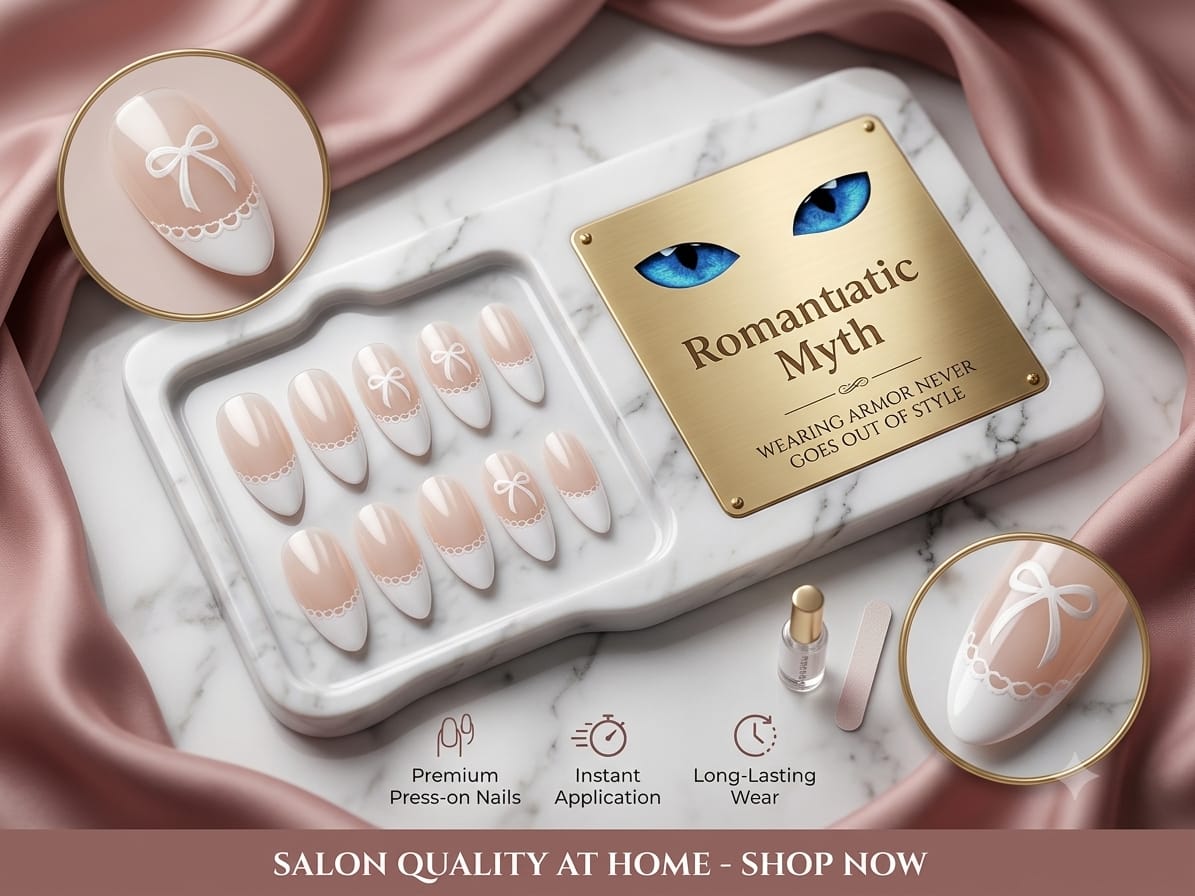 Pack of 2 Multicolor Cat Eye Press-On Nails Set β 12 PCS with Nail Adhesive Tabs