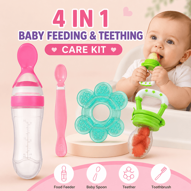 Baby Feeding & Teething Care Kit – 4 in 1 Set