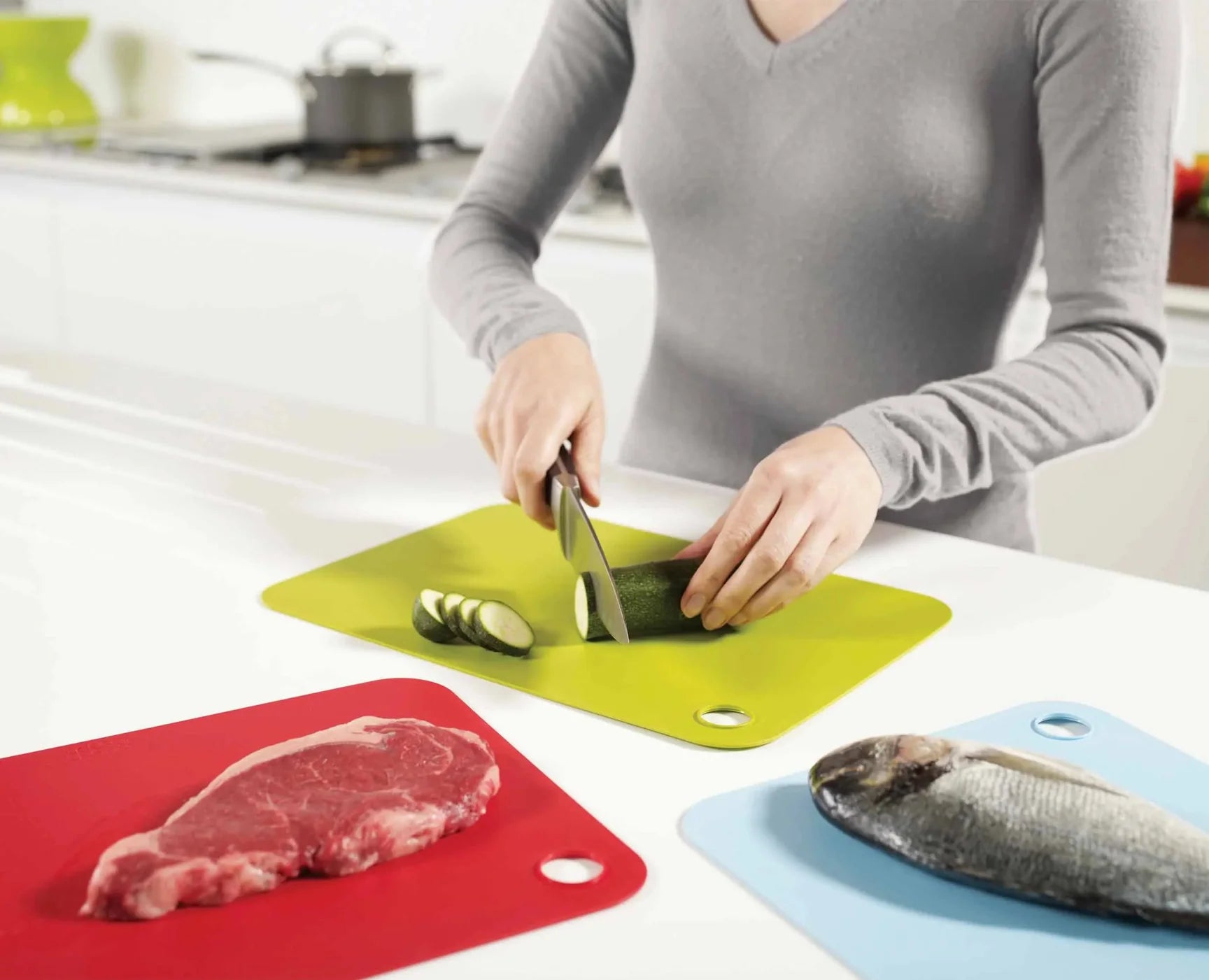 3 Pcs Plastic Cutting Board Set | Non-Slip Kitchen Chopping Boards