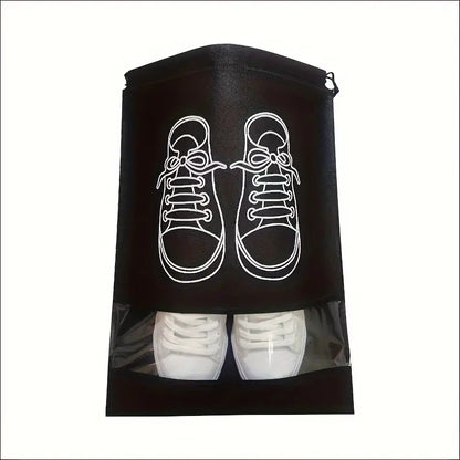 Set of 5 Travel Shoe Storage Bags – Dustproof Drawstring Shoe Organizer with Transparent Window