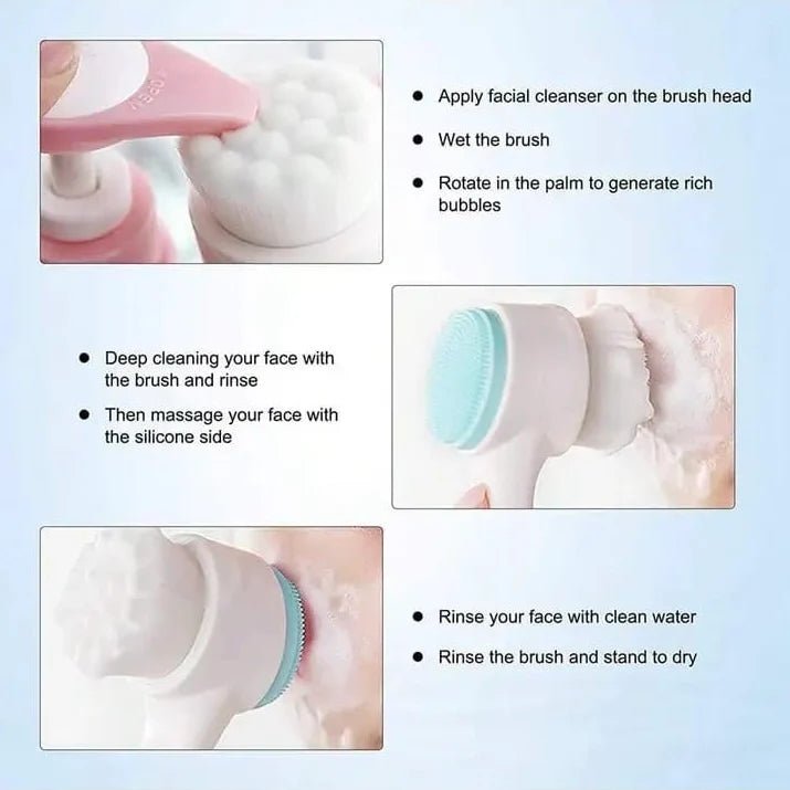 Dual-Sided Silicone Facial Cleansing Brush – Deep Clean & Massage Tool