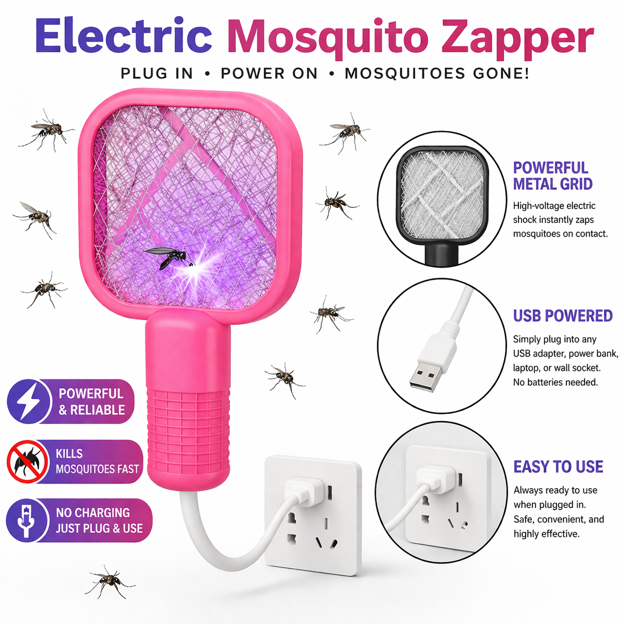 Mini USB Electric Mosquito Racket