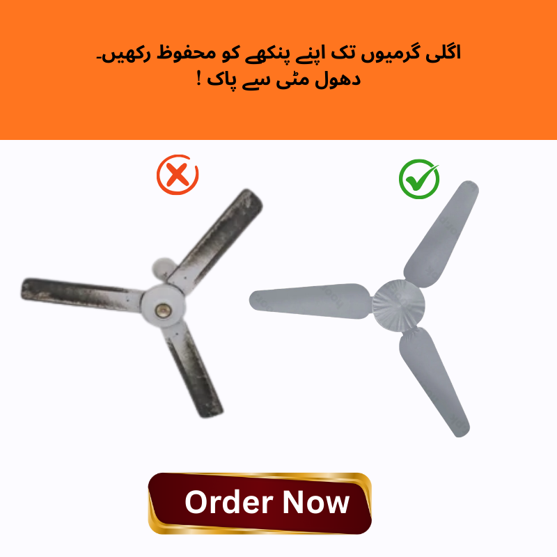 Waterproof Dustproof 3-Blade Ceiling Fan Cover with Motor