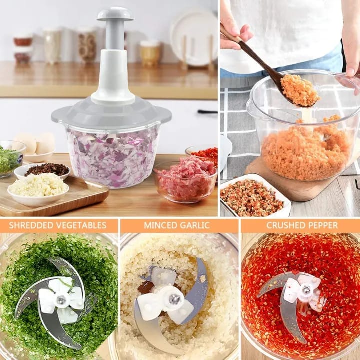 Manual Hand Press Food Chopper – Multipurpose Vegetable & Meat Cutter
