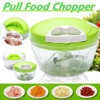 Manual Pull String Food Chopper – Vegetable, Onion & Meat Cutter