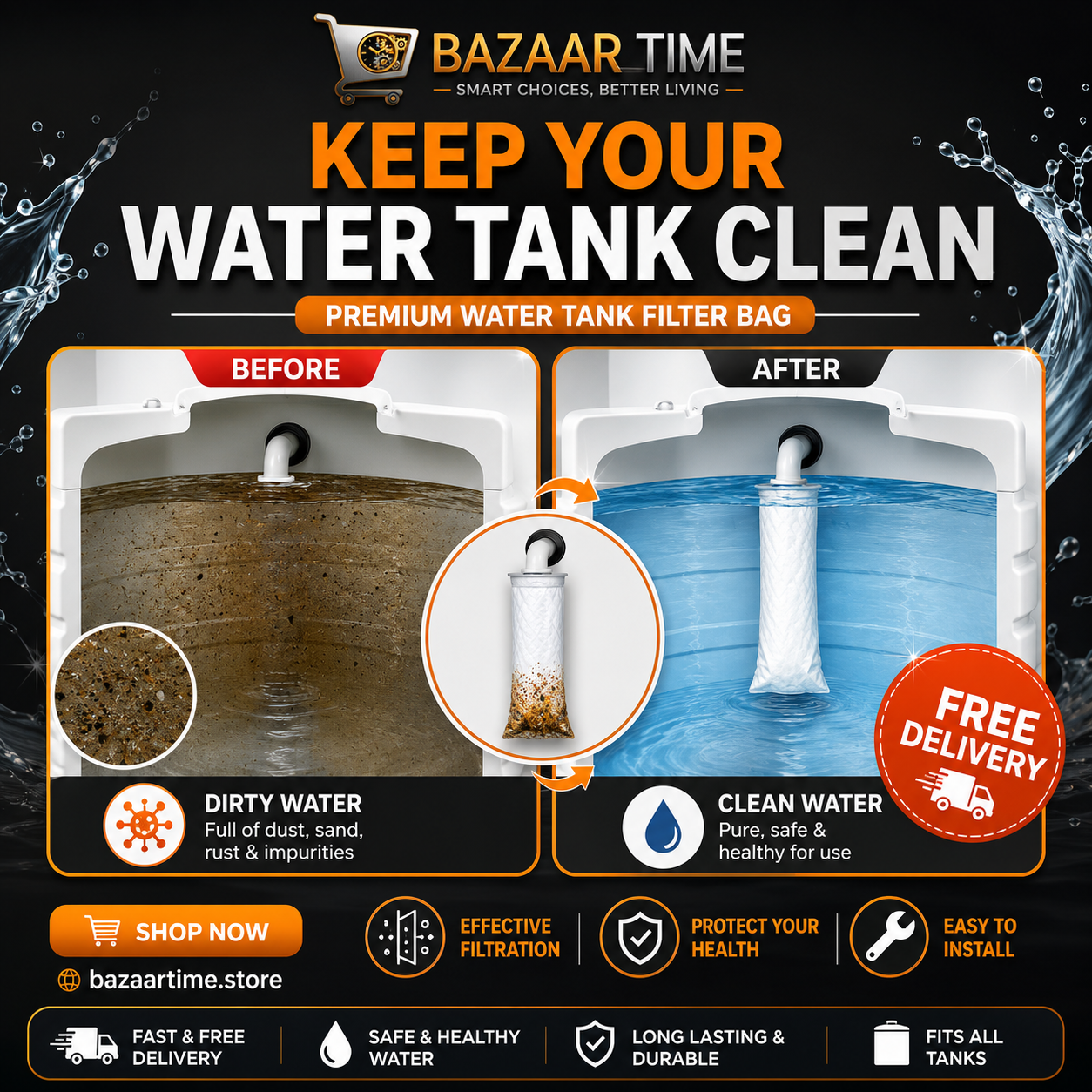 Premium Water Tank Filter Bag – Reusable Mesh Dirt & Rust Filter