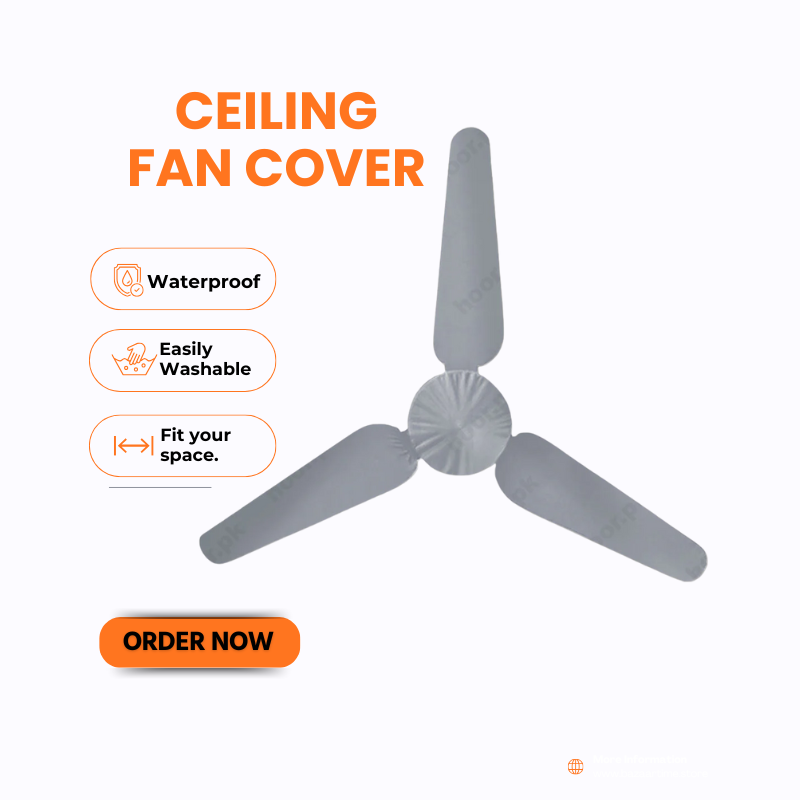 Waterproof Dustproof 3-Blade Ceiling Fan Cover with Motor