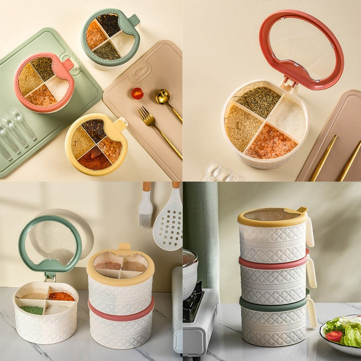 4 in 1 Kitchen Spice Storage Box | Masala Organizer with 4 Compartments
