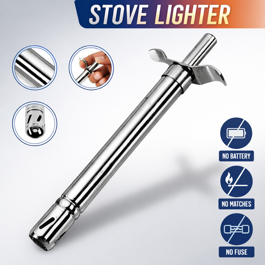 Stainless Steel Gas Lighter with Free Kitchen Knife – Durable Spark Lighter for Stove